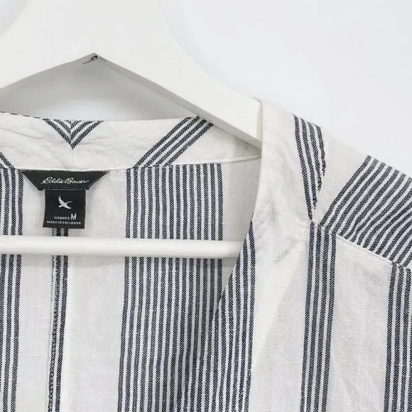 Eddie Bauer Women's Beach Light Linen Tie-Front‎ Top M - Picture 3 of 4